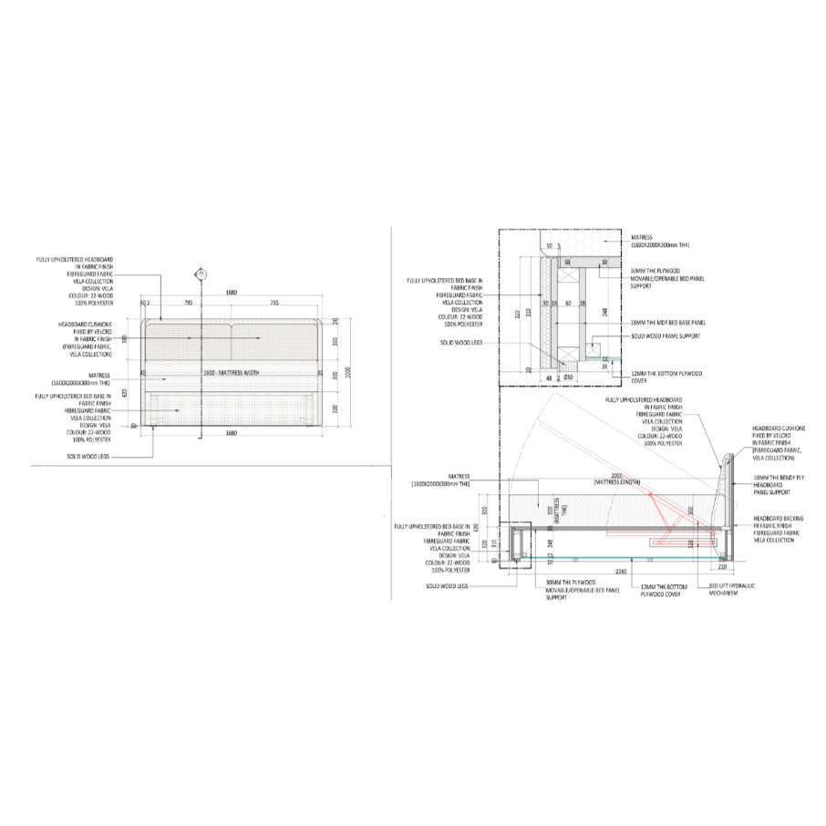 ECHELON BED WITH HYDRAULIC MECHANISM