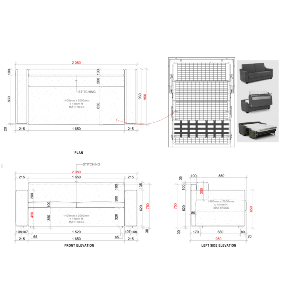 ECLIPSUS SOFA BED WITH ITALIAN MECHANISM